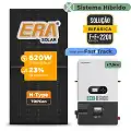 Gerador de Energia Solar Hibrido Luxpower sem Bateria Laje Inclinação SGF 11,16KWP ERA BLACK 620W ECO HIBRIDO 7.5KW 220V DC48V SEM BATERIA