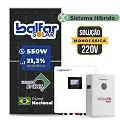 Gerador de Energia Solar Hibrido Luxpower com Bateria Laje Inclinação SGF 7,7KWP FINAME 550W SNA 6KW MONO 220V DC48V BAT. LITIO 5,12kWh