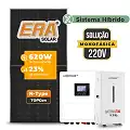 Gerador de Energia Solar Hibrido Luxpower com Bateria Laje Inclinação SGF 8,68KWP ERA BIF 620W SNA 6KW MONO 220V DC48V BAT. LITIO 14,3kWh