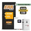 Gerador de Energia Solar Hibrido Luxpower com Bateria Telhado Cerâmico Gancho SGF 9,92KWP ERA BIF 620W SNA 6KW MONO 220V DC48V BAT. LITIO 5,12kWh