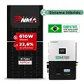 Gerador de Energia Solar Hibrido Luxpower Sem Estrutura SGF 7,32KWP RONMA 610W ECO HIBRIDO 5KW 220V DC48V SEM BATERIA