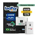 Gerador de Energia Solar Hibrido Luxpower Sem Estrutura SGF 6,6KWP FINAME 550W SNA-BR 5KW-E AC 127 BIFASICO DC48V BAT. LITIO 5,12kWh