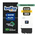 Gerador de Energia Solar Hibrido Luxpower sem Bateria Telhado Fibro Parafuso Madeira SGF 17,6KWP FINAME 550W HIBRIDO 15KW TRIF 380V DC48V SEM BATERIA