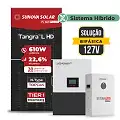 Gerador de Energia Solar Hibrido Luxpower Sem Estrutura SGF 9,76KWP SUNOVA 610W LXP-LB-BR 5KW AC 127 BIFASICO DC48V BAT. LITIO 5,12kWh