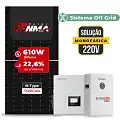 Gerador de Energia Solar Off Grid Interativo Luxpower Sem Estrutura SGF 18,3KWP RONMA 610W GEN-LB-EU 10KW AC 220 MONO DC48V BAT. LITIO 15,36kWh