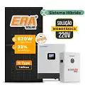 Gerador de Energia Solar Off Grid Interativo Luxpower Telhado Cerâmico Gancho SGF 7,44KWP ERA BLACK 620W GEN-LB-EU 5KW AC 220 MONO DC48V BAT. LITIO 5,12kWh