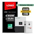 Gerador de Energia Solar Hibrido Luxpower Telhado Fibro Parafuso Metal SGF 7,74KWP LONGI 645W HPBC LXP-LB-BR 5KW AC 220V MONO DC48V