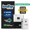 Gerador de Energia Solar Off Grid Interativo Luxpower Laje Inclinação SGF 6,6KWP FINAME 550W SNA-BR 5KW AC 127 BIFASICO DC48V BAT. LITIO 5,12kWh