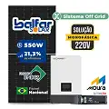 Gerador de Energia Solar Off Grid Interativo Luxpower Telhado Fibro Parafuso Madeira SGF 7,7KWP FINAME 550W WPV 5KW AC 220 MONO DC48V BAT. LITIO 4,8kWh