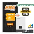 Gerador de Energia Solar Off Grid Interativo Luxpower Telhado Cerâmico Gancho SGF 8,68KWP ERA BLACK 620W WPV 5KW AC 220 MONO DC48V BAT. LITIO 4,8kWh