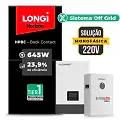Gerador de Energia Solar Off Grid Interativo Luxpower Telhado Fibro Parafuso Madeira SGF 7,74KWP LONGI 645W HPBC WPV 5KW AC 220 MONO DC48V