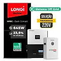 Gerador de Energia Solar Off Grid Interativo Luxpower Telhado Fibro Parafuso Metal SGF 20,64KWP LONGI 645W HPBC SNA-BR 5KW AC 127 BIFASICO DC48V