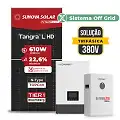 Gerador de Energia Solar Off Grid Interativo Luxpower Telhado Fibro Parafuso Madeira SGF 26,84KWP SUNOVA 610W WPV 5KW AC TRIF. 380V DC48V BAT. LITIO 20,48kWh