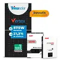 Gerador de Energia Solar Retrofit Must Sem Estrutura SGF 1,15KWP TRINA 575W VHM 3KW AC220V DC48V BAT. LITIO 5.12KWH 100A