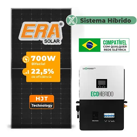 Gerador de Energia Solar Hibrido Luxpower Sem Estrutura SGF 9,8KWP ERA 700W ECO HIBRIDO 5KW 220V DC48V SEM BATERIA
