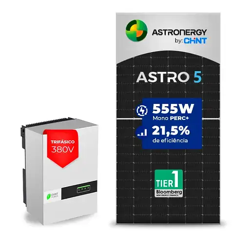 Gerador de Energia Solar On Grid Chint Power Sem Estrutura SGF 15,54KWP ASTRONERGY MONO 555W SCA 15KW 2MPPT TRIF 380V