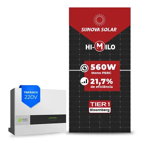 Gerador de Energia Solar On Grid Chint Power Telhado Fibro Parafuso Madeira SGF 20,16KWP SUNOVA MONO 560W SCA 16KW 2MPPT TRIF 220V