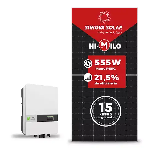 Gerador de Energia Solar On Grid Chint Power Sem Estrutura SGF 4,44KWP SUNOVA MONO 555W SCA 3KW 1 MPPT MONO 220V