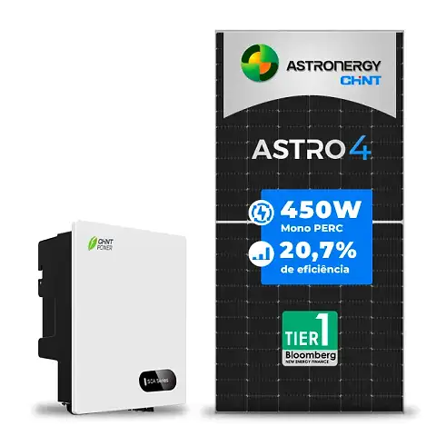 Gerador de Energia Solar On Grid Chint Power Laje Inclinação SGF 10,8KWP ASTRONERGY MONO 450W SCA 10KW 2MPPT MONO 220V