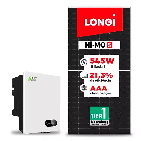 Gerador de Energia Solar On Grid Chint Power Solo Mesa 8 Painéis SGF 7,085KWP LONGI BIFACIAL 545W SCA 8KW 2MPPT MONO 220V