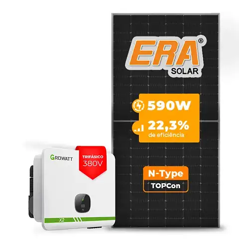 Gerador de Energia Solar On Grid Growatt Telhado Ondulado SGF 28,32KWP ERA N-TYPE MONO 590W MID X2 25KW 2MPPT TRIF 380V