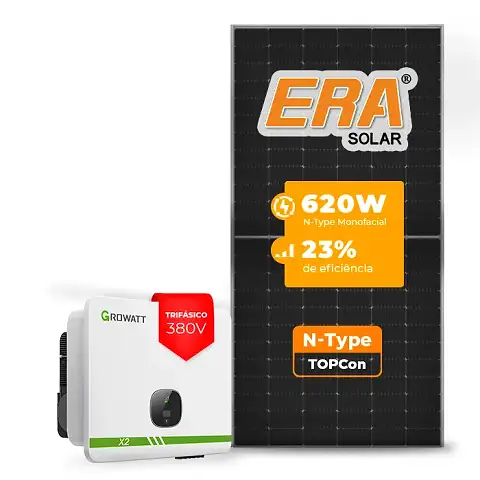 Gerador de Energia Solar On Grid Growatt Sem Estrutura SGF 28,52KWP ERA N-TYPE MONO 620W MID X2 20KW 2MPPT TRIF 380V