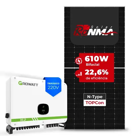 Gerador de Energia Solar On Grid Growatt Sem Estrutura SGF 46,36KWP RONMA 610W BIFACIAL MAC XL2 30KW 3MPPT TRIF 220V