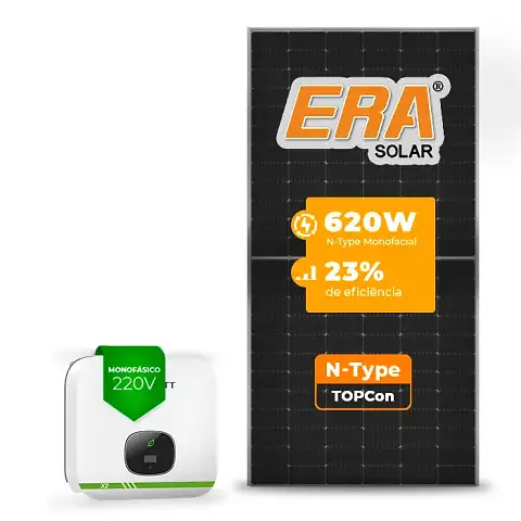 Gerador de Energia Solar On Grid Growatt Telhado Cerâmico Gancho SGF 6,20KWP ERA N-TYPE MONO 620W MIN X2 6KW 2MPPT MONO 220V