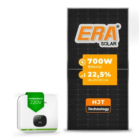 Gerador de Energia Solar On Grid Growatt Laje Inclinação SGF 7,00KWP ERA HJT BIFACIAL 700W MIN X2 5KW 2MPPT MONO 220V