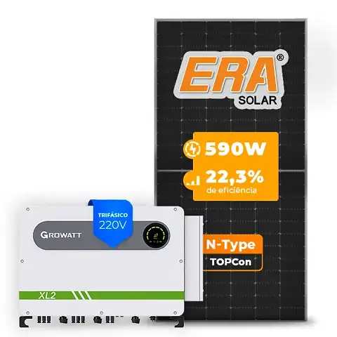 Gerador de Energia Solar On Grid Growatt Laje Inclinação SGF 63,72KWP ERA N-TYPE MONO 590W MAX XL2 50KW 8MPPT TRIF 220V