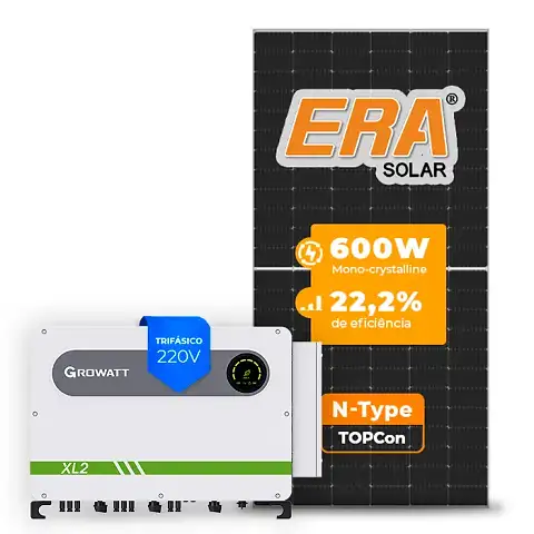 Gerador de Energia Solar On Grid Growatt Sem Estrutura SGF 76,8KWP ERA N-TYPE MONO 600W MAX XL2 50KW 8MPPT TRIF 220V