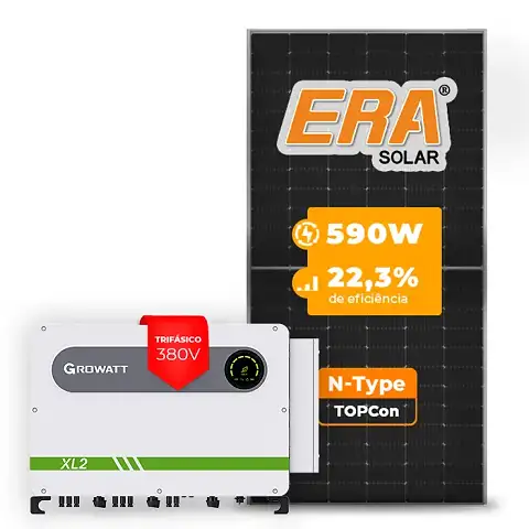 Gerador de Energia Solar On Grid Growatt Solo Mesa 8 Painéis SGF 1050,20KWP ERA N-TYPE MONO 590W MAX 75KW 7MPPT TRIF 380V