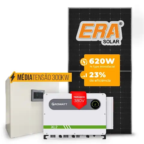 Gerador de Energia Solar Mercado Livre Growatt Média Tensão Sem Estrutura SGF 359,60KWP ERA N-TYPE MONO 620W MAX 75KW 7MPPT TRIF 380V