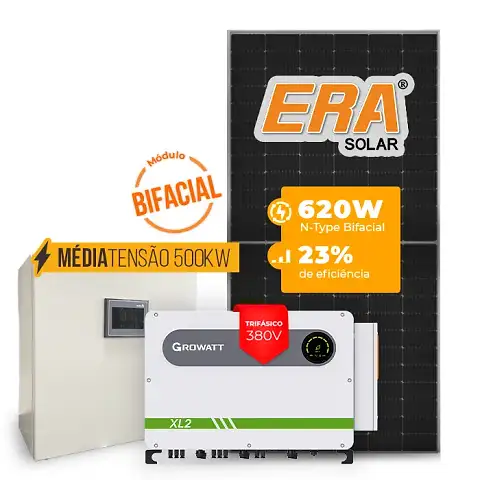 Gerador de Energia Solar Mercado Livre Growatt Média Tensão Sem Estrutura SGF 595,20KWP ERA BIFACIAL 620W MAX 75KW 7MPPT TRIF 380V