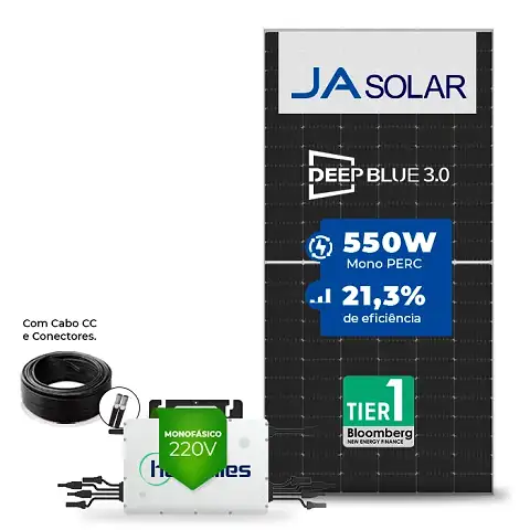 Gerador de Energia Solar On Grid Hoymiles Telhado Cerâmico Gancho SGF 4,64KWP SUNOVA 580W HMS-DW 2KW 2MPPT MONO 220V COM CABO