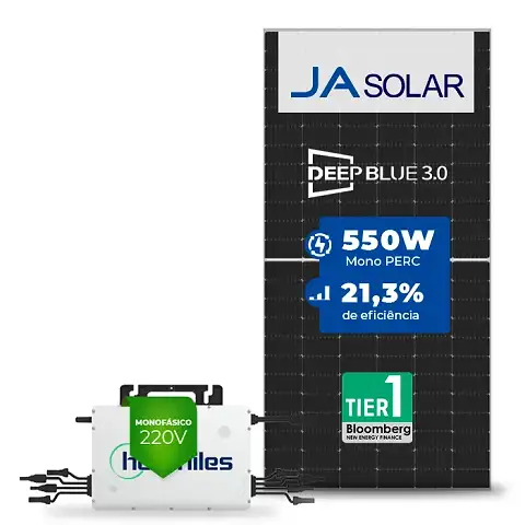 Gerador de Energia Solar On Grid Hoymiles Telhado Fibro Parafuso Metal SGF 9,9KWP JA MONO 550W HMS-DW 2KW 2MPPT MONO 220V