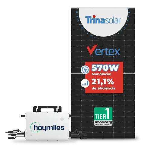 Kit Microinversor Hoymiles com painel Trina 570W