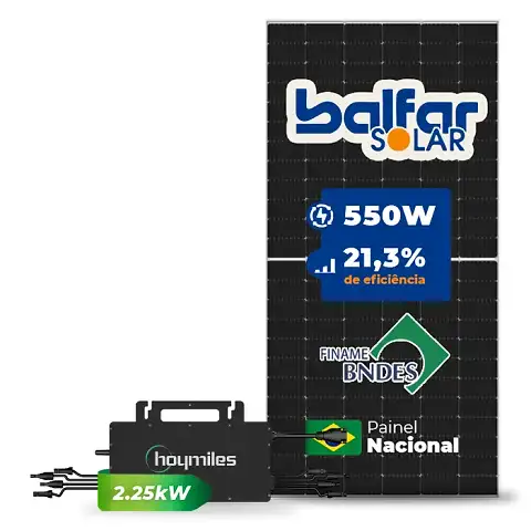 Gerador de Energia Solar Microinversor Hoymiles Sem Estrutura SGF 13,20KWP BALFAR FINAME 550W HMS-2250DW-4T 2.25KW 2MPPT MONO 220V