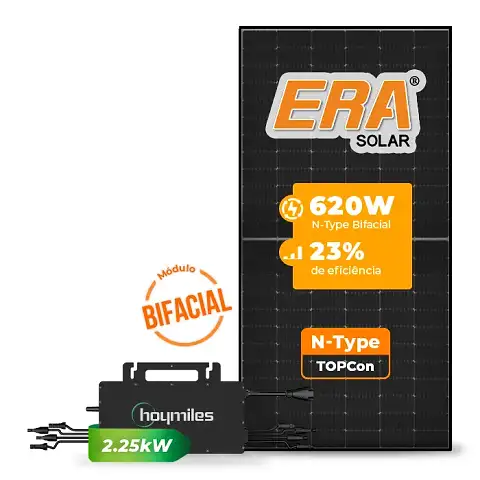 Gerador de Energia Solar Microinversor Hoymiles Sem Estrutura SGF 2,48KWP ERA BLACK FRAME 620W HMS-2250DW-4T 2.25KW 2MPPT MONO 220V