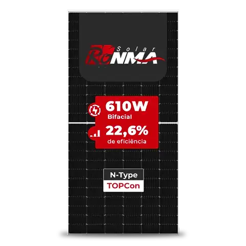 Painel Solar Ronma RM-610W-132TB BIFACIAL N-TYPE 610W HALF CELL