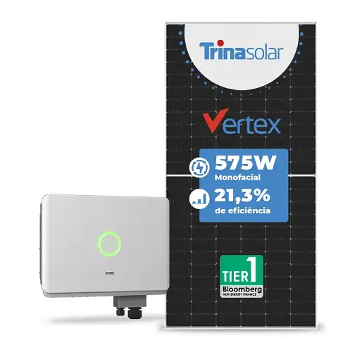Gerador de Energia Solar On Grid SAJ Solo Mesa 8 Painéis SGF 16,10KWP TRINA VERTEX 575W SAJ T2 15KW 2MPPT TRIF 380V