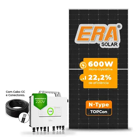 Gerador de Energia Solar Microinversor SAJ Telhado Ondulado SGF 10,80KWP ERA N-TYPE MONO 600W M2 2.25KW 4MPPT MONO 220V COM CABO