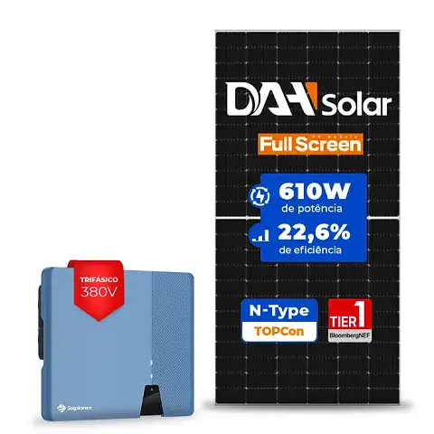 Gerador de Energia Solar On Grid Solplanet Sem Estrutura SGF 17,08KWP DAH SOLAR 610W ASW 12KW 2MPPT TRIF 380V