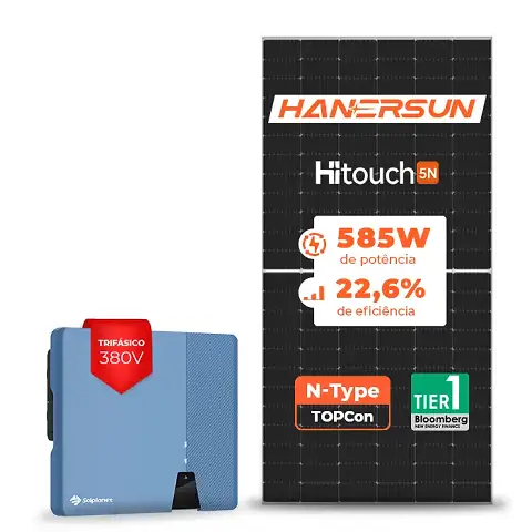 Gerador de Energia Solar On Grid Solplanet Telhado Ondulado SGF 33,93KWP HANERSUN MONO 585W ASW 25KW 2MPPT TRIF 380V