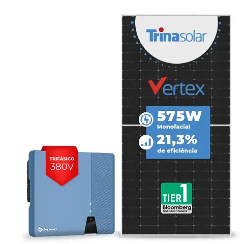 Gerador de Energia Solar On Grid Solplanet Sem Estrutura SGF 29,90KWP TRINA VERTEX 575W ASW 25KW 2MPPT TRIF 380V