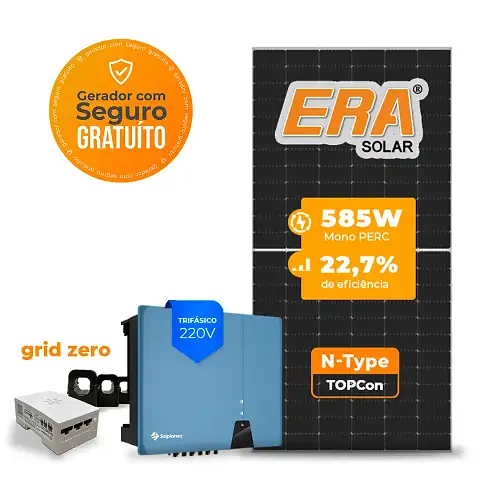 Gerador de Energia Solar Grid Zero Solplanet Sem Estrutura SGF 25,74KWP ERA N-TYPE MONO 585W ASW 25KW 3MPPT TRIF 220V