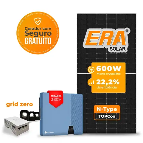 Gerador de Energia Solar Grid Zero Solplanet Telhado Ondulado SGF 38,40KWP ERA N-TYPE MONO 600W ASW 25KW 2MPPT TRIF 380V