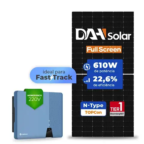 Gerador de Energia Solar Fast Track Solplanet Sem Estrutura SGF 10,37KWP DAH SOLAR 610W ASW 7.3KW 3MPPT MONO 220V