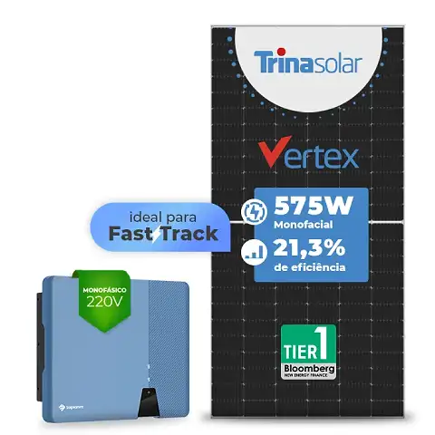 Gerador de Energia Solar Fast Track Solplanet Telhado Ondulado SGF 10,35KWP TRINA VERTEX 575W ASW 7.3KW 3MPPT MONO 220V
