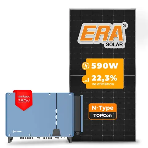 Gerador de Energia Solar On Grid Solplanet Sem Estrutura SGF 94,40KWP ERA N-TYPE MONO 590W ASW 75KW 8MPPT TRIF 380V